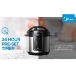 Pressure cooker with 24-hour pre-set timer.