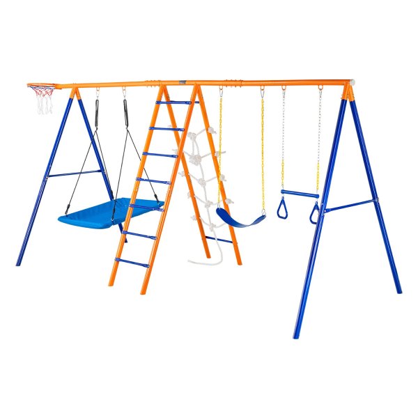 vevor swing sets for backyard 6 in 1 swing set 440lbs capacity metal swingset