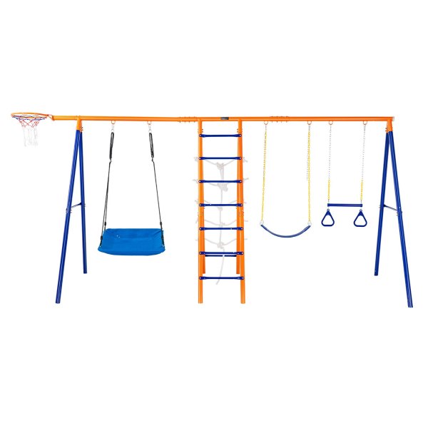 vevor swing sets for backyard 6 in 1 swing set 440lbs capacity metal swingset