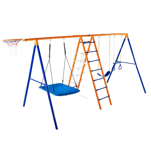 vevor swing sets for backyard 6 in 1 swing set 440lbs capacity metal swingset