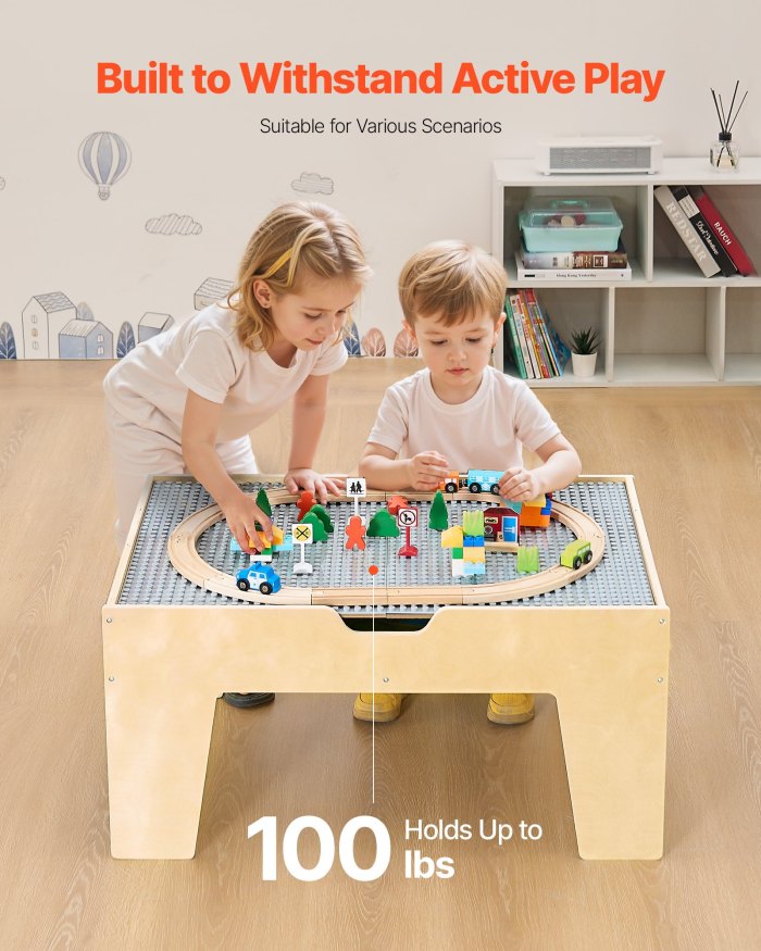 vevor multi purpose activity play table 290 building bricks & 30 pcs accessories