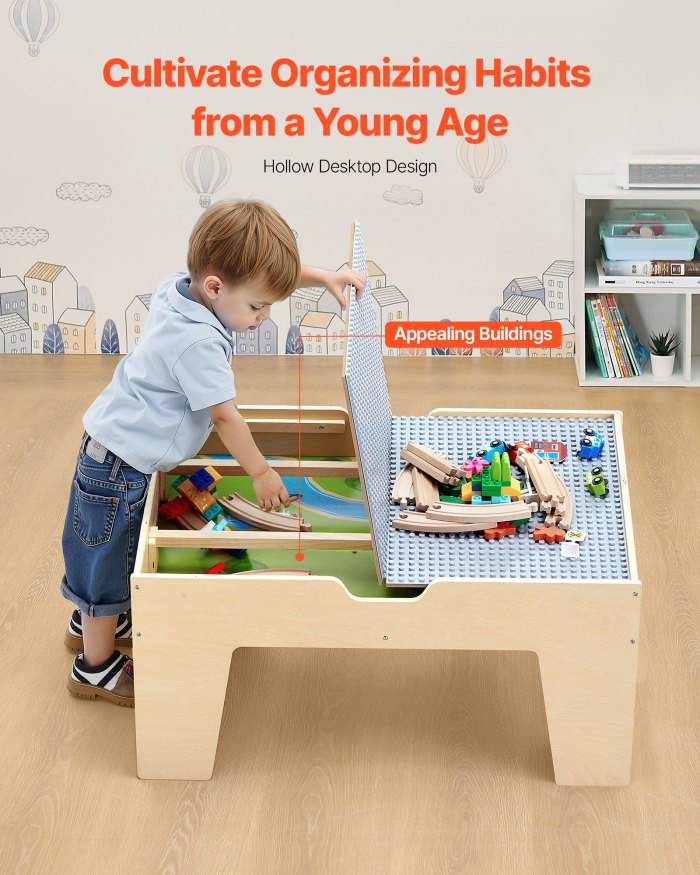 vevor multi purpose activity play table 290 building bricks & 30 pcs accessories