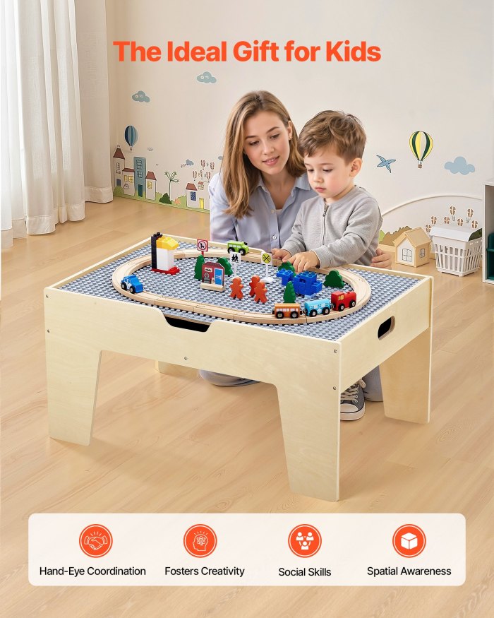 vevor multi purpose activity play table 290 building bricks & 30 pcs accessories