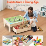 vevor train table 100 pcs wooden kids activity table with rolling storage drawer vevor train table 100 pcs wooden kids activity table with rolling storage drawer