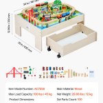vevor train table 100 pcs wooden kids activity table with rolling storage drawer vevor train table 100 pcs wooden kids activity table with rolling storage drawer