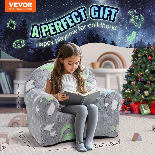 vevor toddler chair glow in the dark plush baby chair playroom furniture grey vevor toddler chair glow in the dark plush baby chair playroom furniture grey