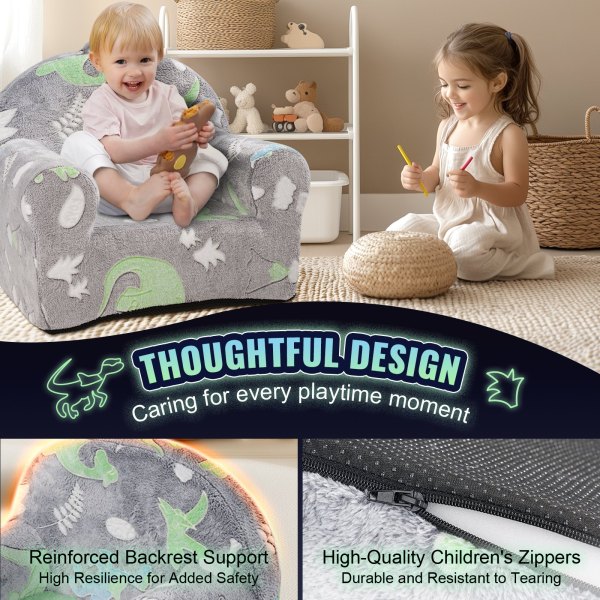 vevor toddler chair glow in the dark plush baby chair playroom furniture grey vevor toddler chair glow in the dark plush baby chair playroom furniture grey
