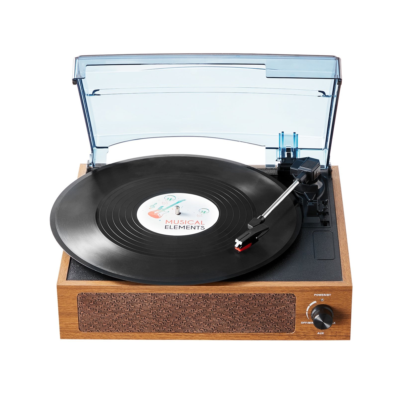 Vintage turntable playing a vinyl record