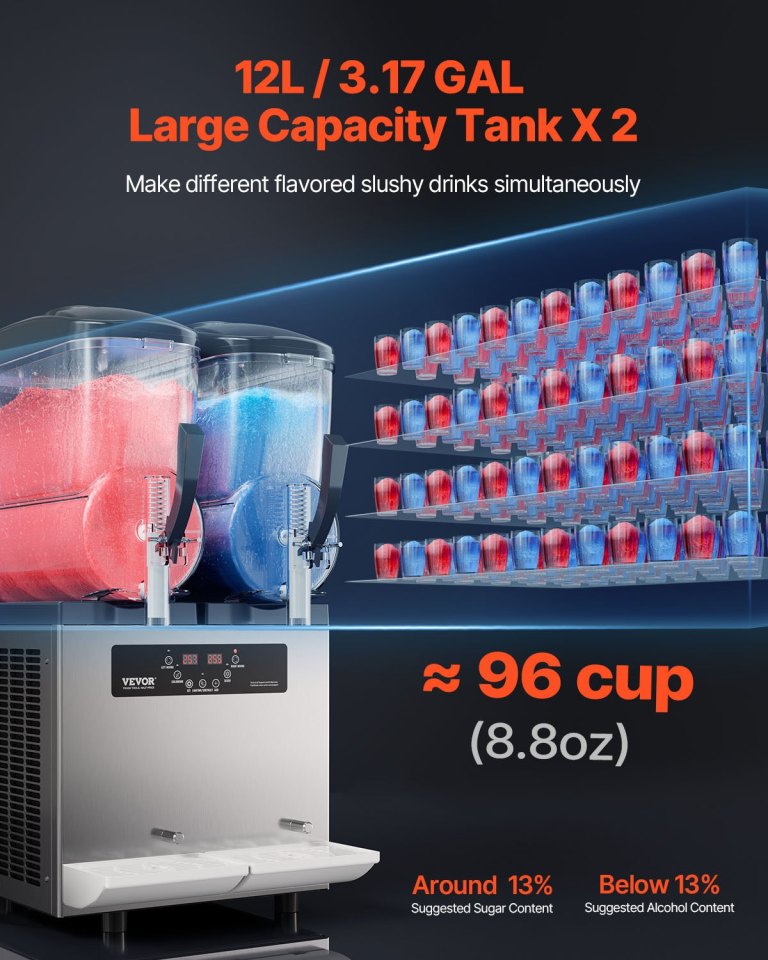 vevor 12lx2 tank commercial slushy machine margarita smoothie frozen drink maker vevor 12lx2 tank commercial slushy machine margarita smoothie frozen drink maker