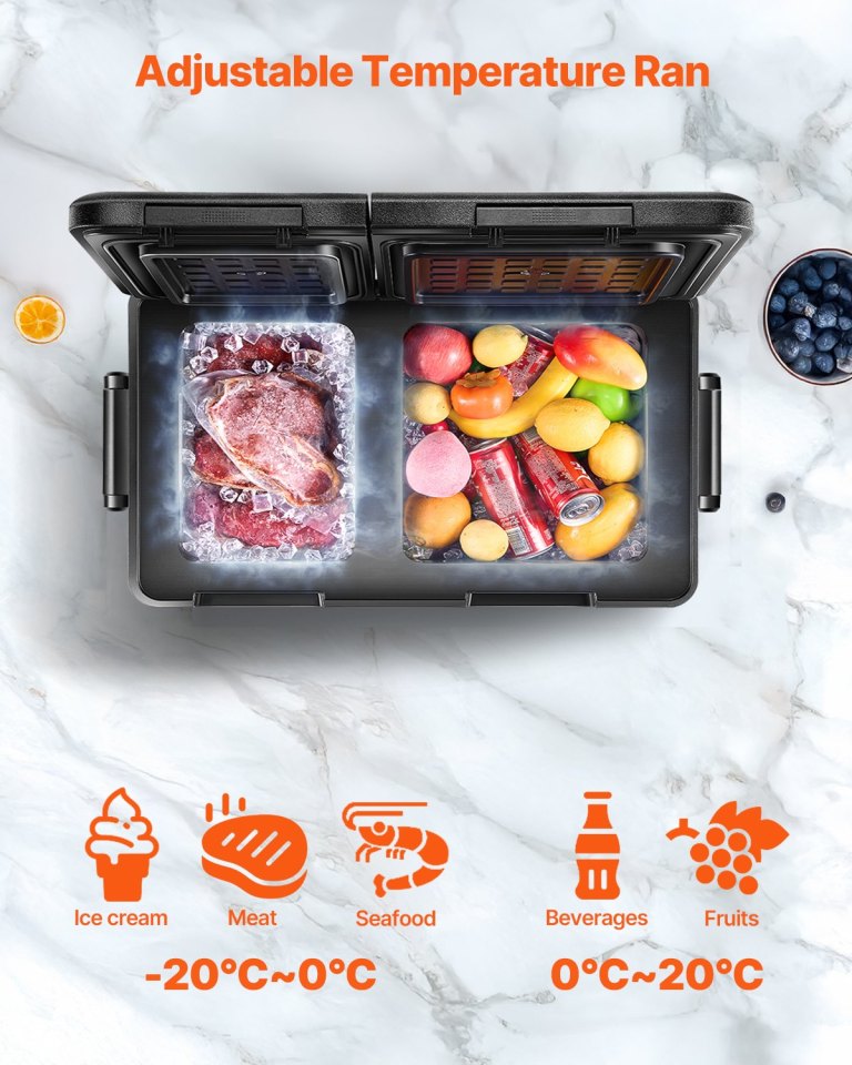 vevor portable car refrigerator freezer compressor 45l dual zone for car home vevor portable car refrigerator freezer compressor 45l dual zone for car home