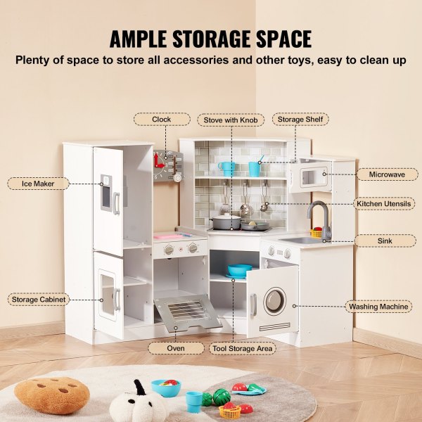 vevor kitchen playset kids pretend cooking play toy 24 piece accessories white vevor kitchen playset kids pretend cooking play toy 24 piece accessories white