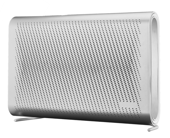 v959 dapm0008 202507030926 00.png Silver modern electric heater with perforated design
