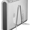 air purifier two way (wall mounted or desktop) Side view of grey electric heater on stand.