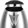 1.2l stainless steel electric kettle silver Open stainless steel kettle with lid partially on.