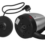 Bottom view of electric kettle with base and plug.