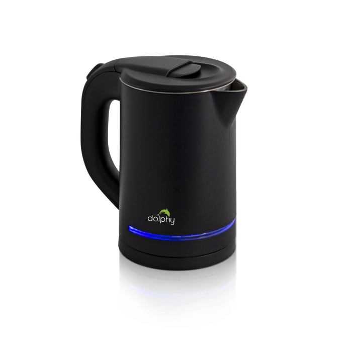 0.8l electric kettle matt black with light design Black electric kettle with blue LED light.