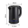 0.8l electric kettle matt black with light design Black kettle dimensions: 20cm height, 12.2cm base diameter.