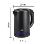 Black kettle dimensions: 20cm height, 12.2cm base diameter.