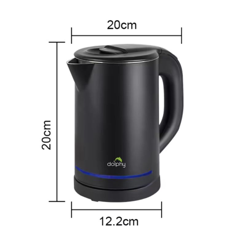 Black kettle dimensions: 20cm height, 12.2cm base diameter.
