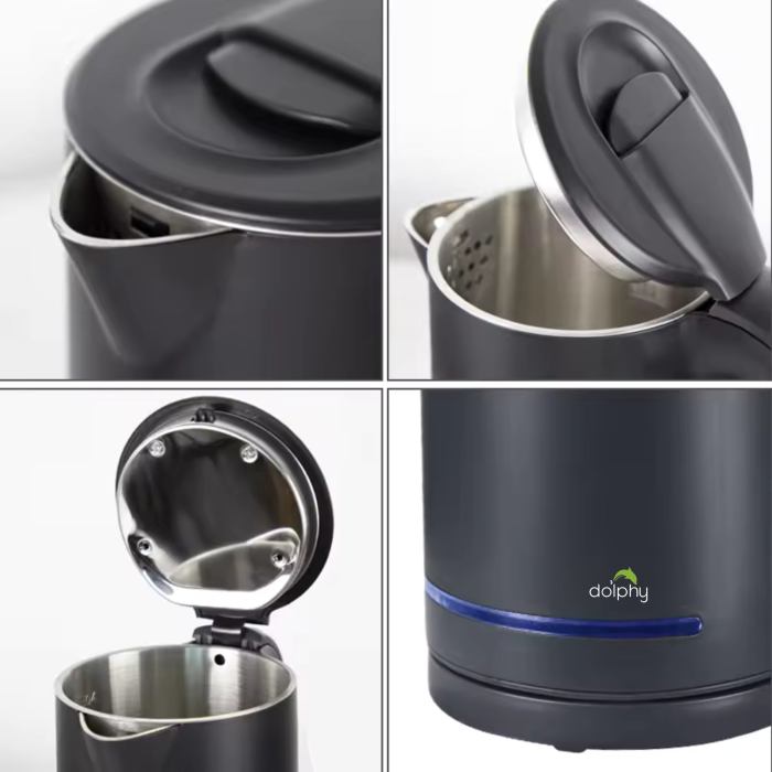 0.8l electric kettle matt black with light design Stainless steel electric kettle with open lid