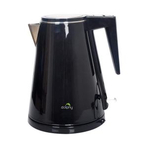 Sleek black electric kettle with handle and spout.
