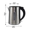 1.0l brushed silver stainless steel kettle Stainless steel electric kettle with dimensions.