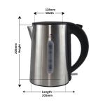 1.0l brushed silver stainless steel kettle Stainless steel electric kettle with dimensions.