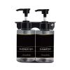 liquid soap dispenser 300ml transparent black Black shampoo and shower gel bottles with pumps.