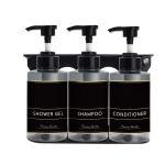 liquid soap dispenser 300ml x 3 transparent Black bottles of shower gel, shampoo, conditioner