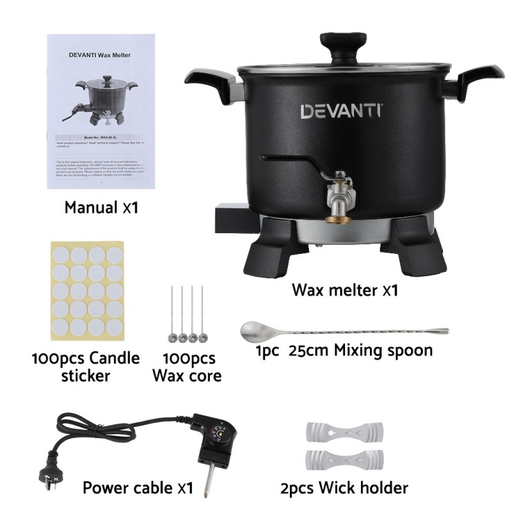 devanti 5l wax melter candle making 1200w melting pot furnace quick pour spout soy soap devanti 5l wax melter candle making 1200w melting pot furnace quick pour spout soy soap