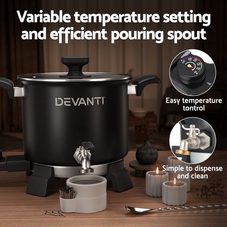 devanti 5l wax melter candle making 1200w melting pot furnace quick pour spout soy soap devanti 5l wax melter candle making 1200w melting pot furnace quick pour spout soy soap