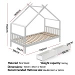 artiss bed frame wooden base kids single timber house with 2 storage drawers beds white