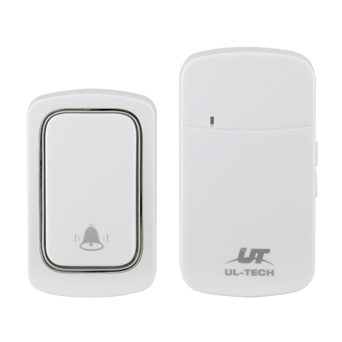 Wireless doorbell and chime, white, UL-Tech brand.