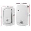 Wireless doorbell set dimensions shown in centimetres.