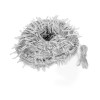 Coiled string lights with attached plug, white background.