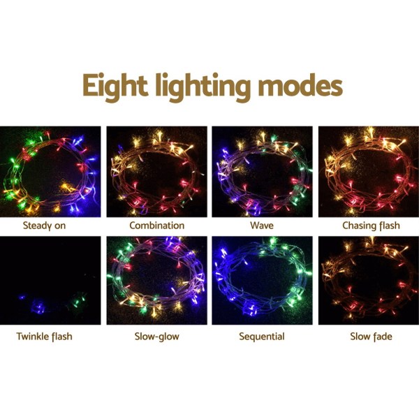 Eight lighting modes for string lights.