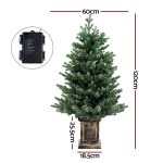 jingle jollys christmas tree 1.2m led potted xmas tree party decor 8 light modes Artificial Christmas tree with dimensions and control box.
