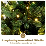 jingle jollys christmas tree 1.2m led potted xmas tree party decor 8 light modes Christmas tree with warm white LED lights glowing.
