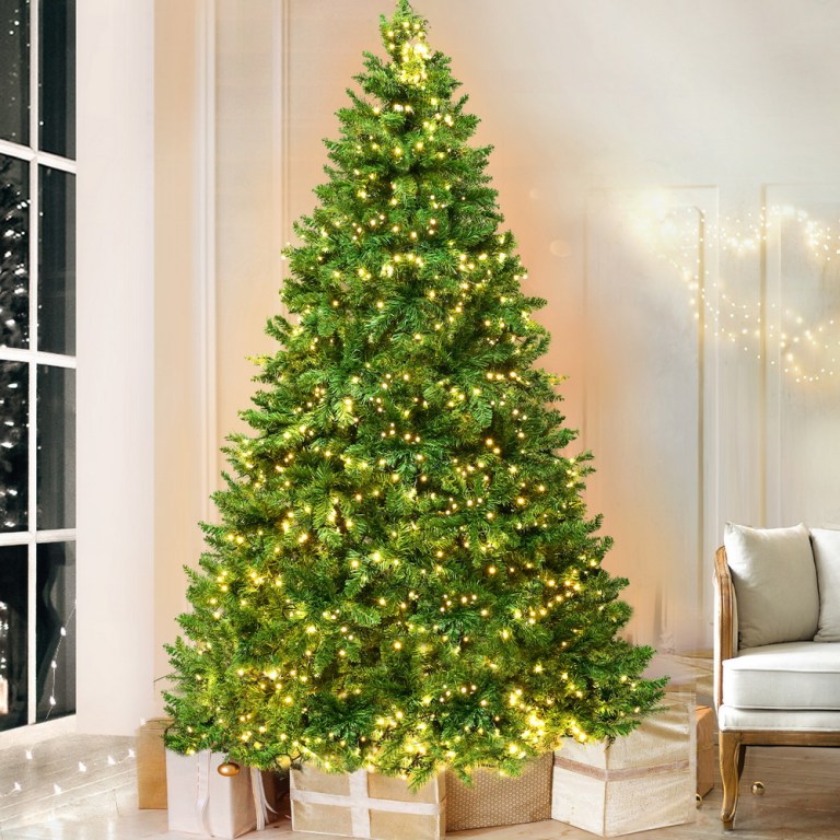 jingle jollys christmas tree 1.8m led xmas tree decorations 874 tips Decorated Christmas tree with lights and presents.