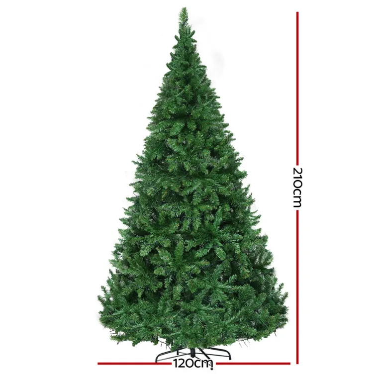 jingle jollys christmas tree 2.1m xmas tree decorations 1134 leds Tall artificial Christmas tree, 210cm height, 120cm base.