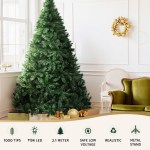 jingle jollys christmas tree 2.1m xmas tree decorations 1134 leds Decorated Christmas tree in cosy living room.