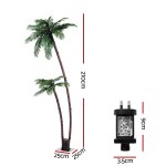 Artificial palm tree and adapter dimensions comparison.