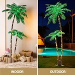 Artificial palm trees with lights, indoor versus outdoor.