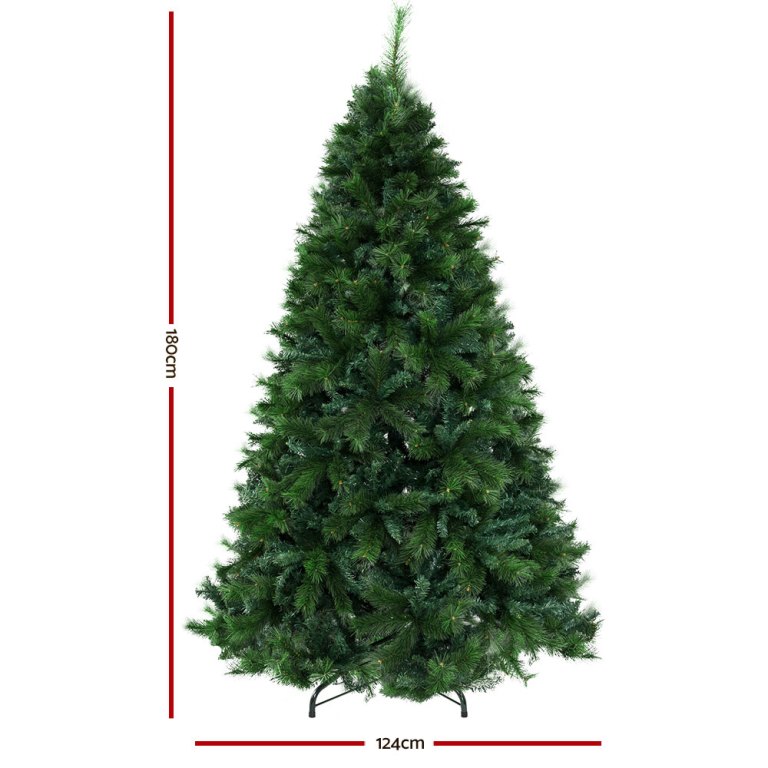 jingle jollys christmas tree 1.8m xmas tree decorations pine needles 1024 tips Tall artificial green Christmas tree with dimensions.