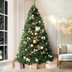 jingle jollys christmas tree 1.8m xmas tree decorations pine needles 1024 tips Decorated Christmas tree in stylish living room.