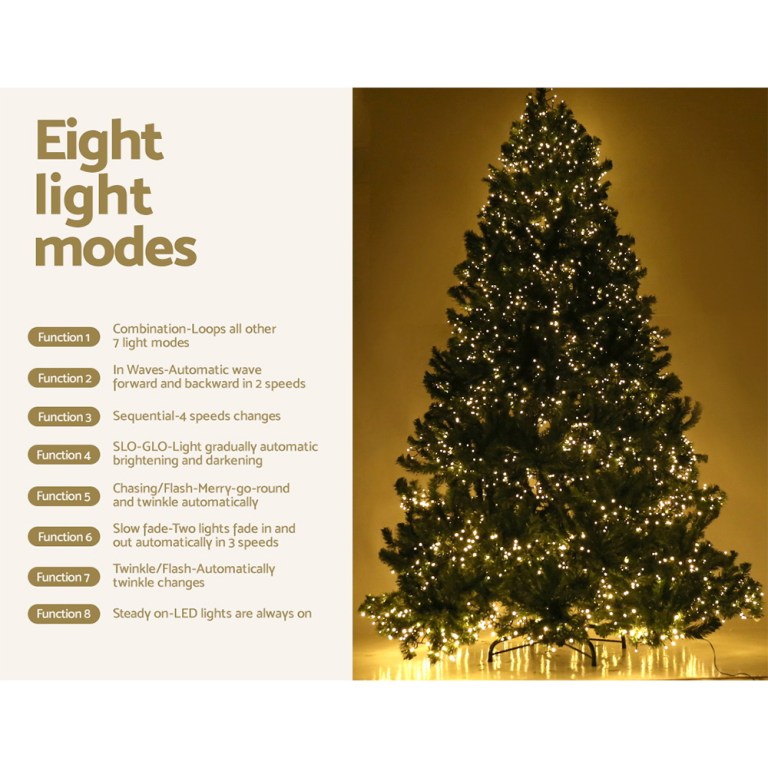 Christmas tree with eight light modes guide.