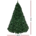 Artificial Christmas tree, 210cm tall, 145cm wide.