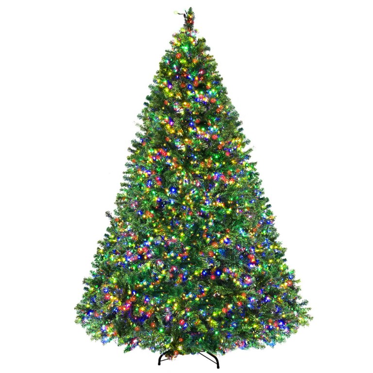 Decorated Christmas tree with colourful lights