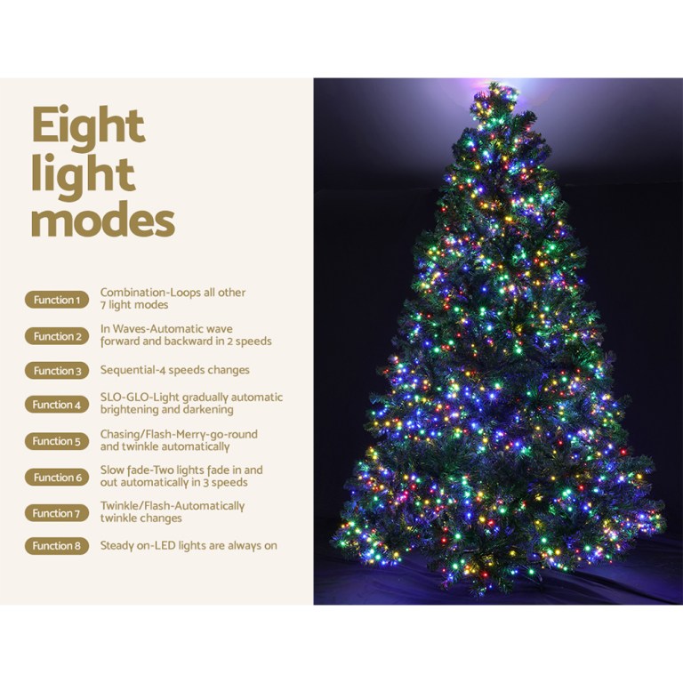 Christmas tree with eight LED light modes.
