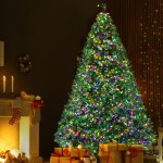 Decorated Christmas tree with presents underneath